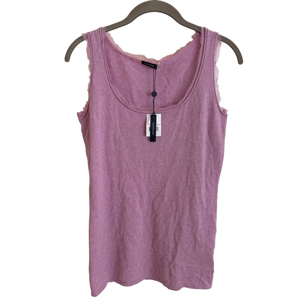 Magaschoni size small Purple Cotton Cashmere Silk Trim Tank Top NWT Summer New